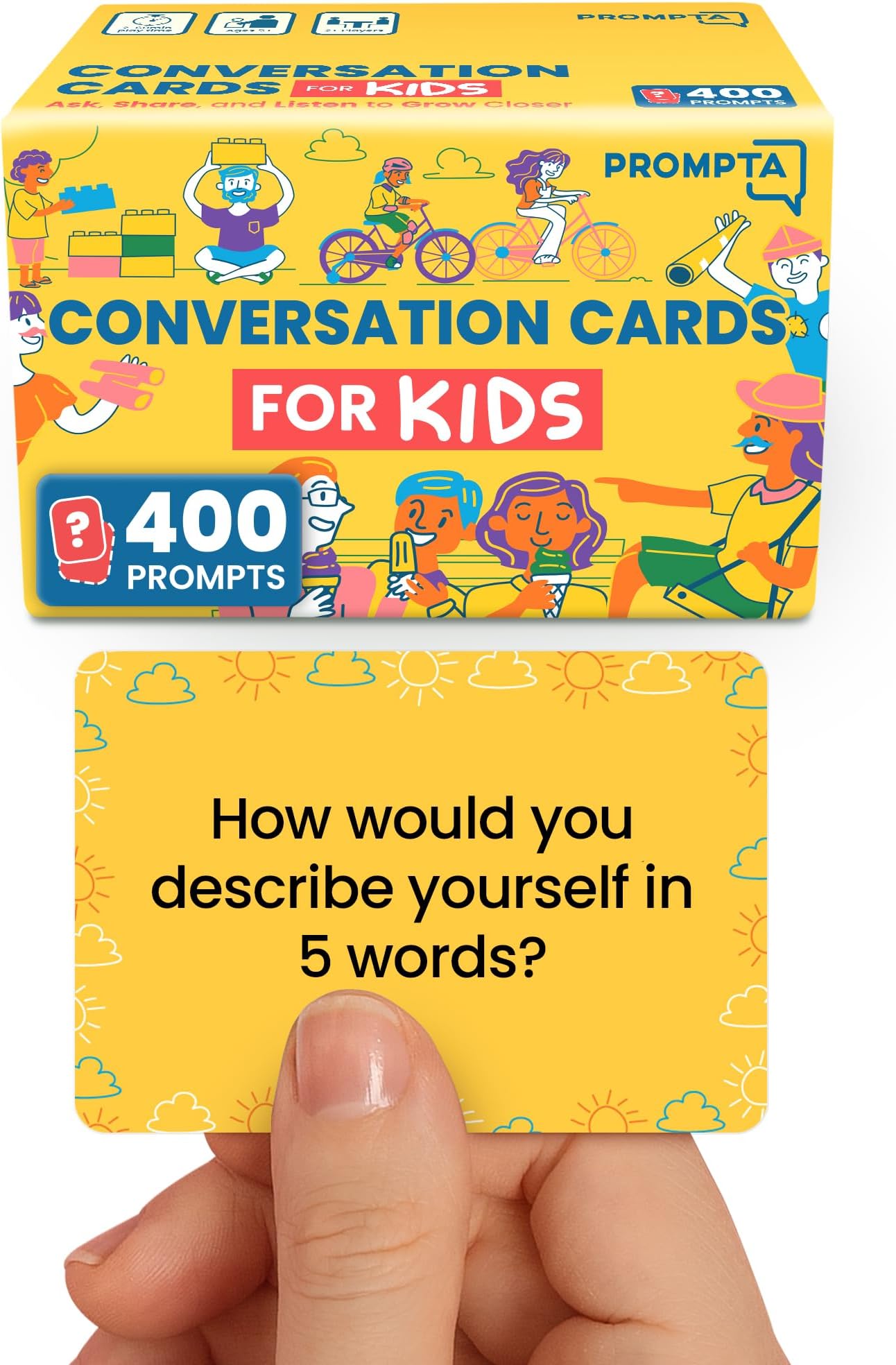 Discussables Kid Talk Conversation Cards for Kids – 400 Fun Conversation Starters for Kids – Games for Family Game Night – Road Trip Games for Children – Social Emotional Learning Activities Tools
