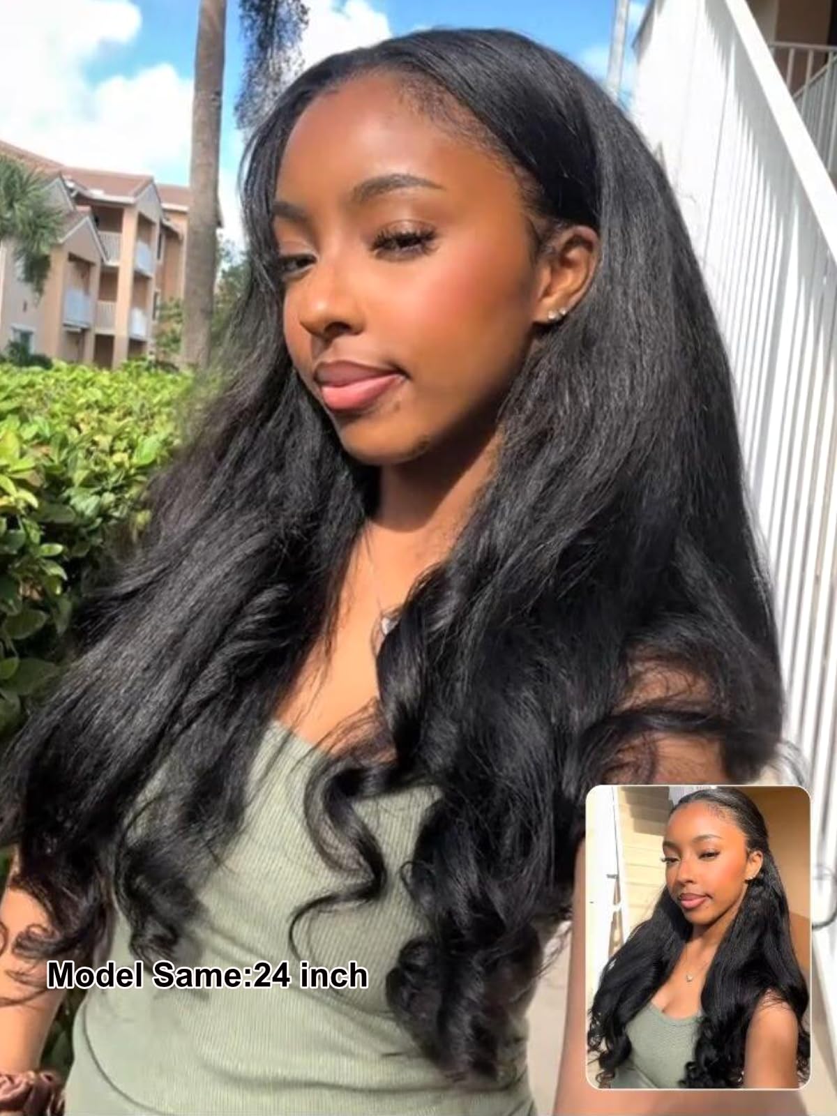 Amazon.com : UNICE Kinky Straight V Part Wig Human Hair with 