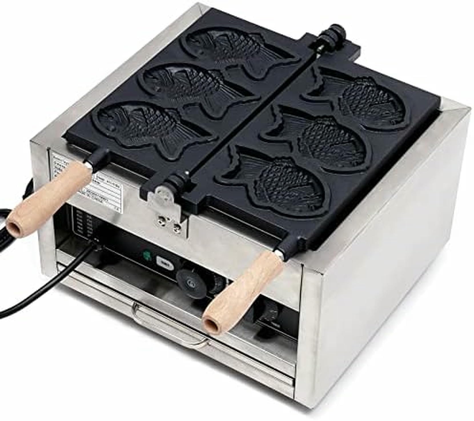 Máquina para Hacer wafles de Pescado Taiyaki con Placa Antiadherente, máquina para Hacer wafles de Pescado Taiyaki, máquina para Hacer wafles Antiadherente para el hogar y restaurantes, 6 pi