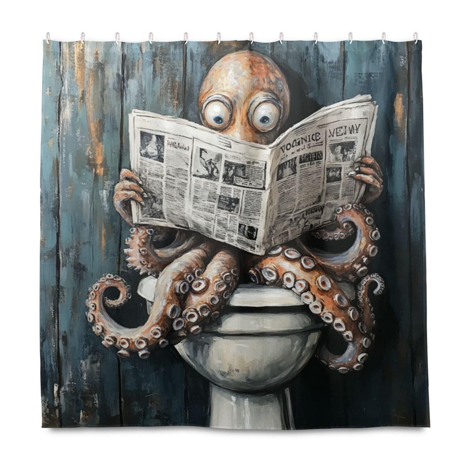 Rideau de douche octopodes vintage pour lire tranquille dans votre bain rustique