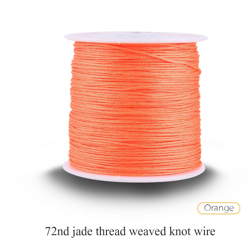 Chinese Knot Cord Knitting Rope, 100M x 0.8mm Nylon Chinese Knot Cord Rattail Macrame Shamballa Thread String (Orange)