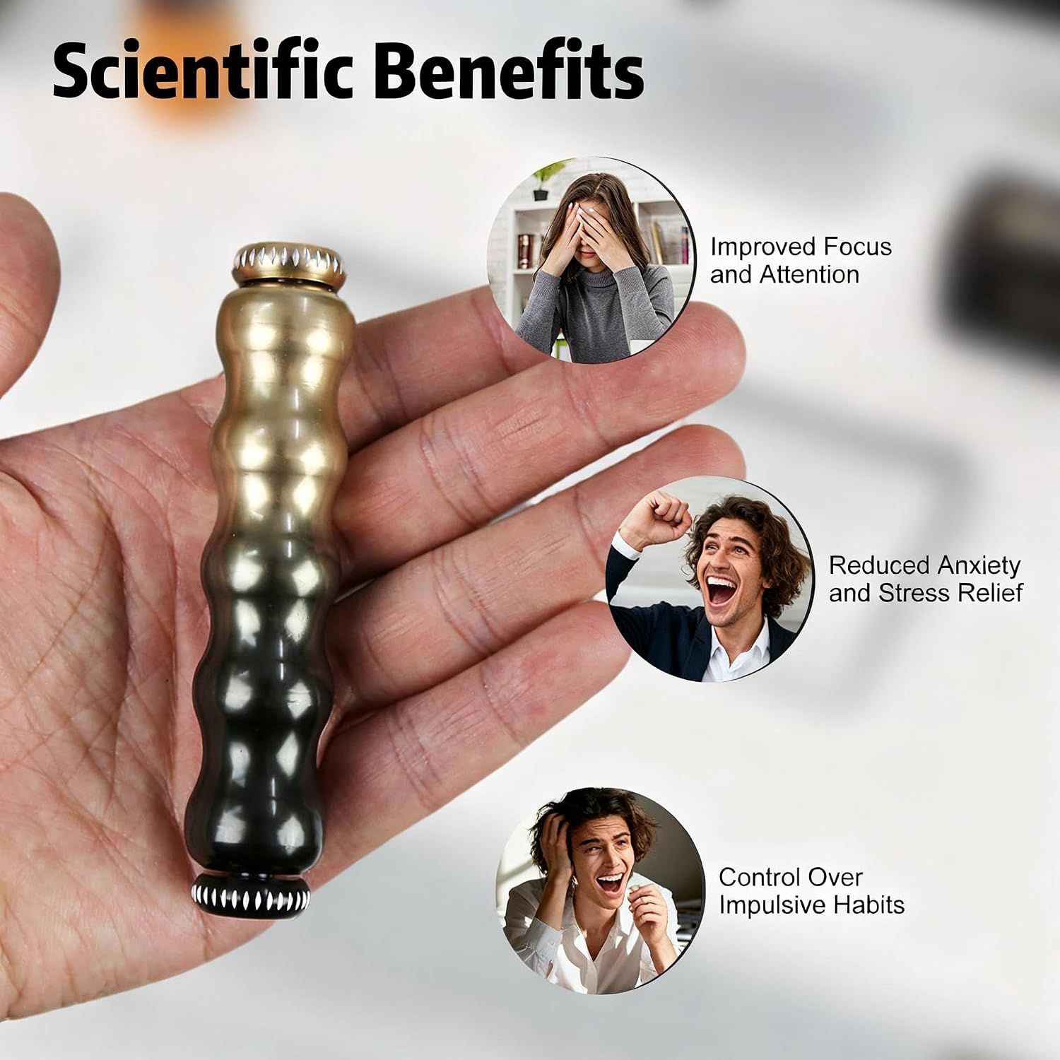 Metal Fidget Toy for Adults, Stress Relief & Focus Sensory Tool, 3.85 Inch Desk Toy, Black-Gold Gradient, Pack of 1
