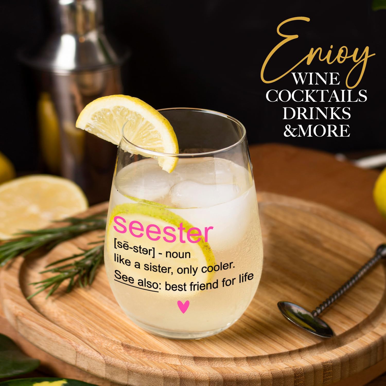 Seester Definition Present Gifts for Her - Friendship Soul Gifts for Women Bestie Best Friend - Big Sister Sorority Gift - 13.8 oz Wine Glass - Image 3