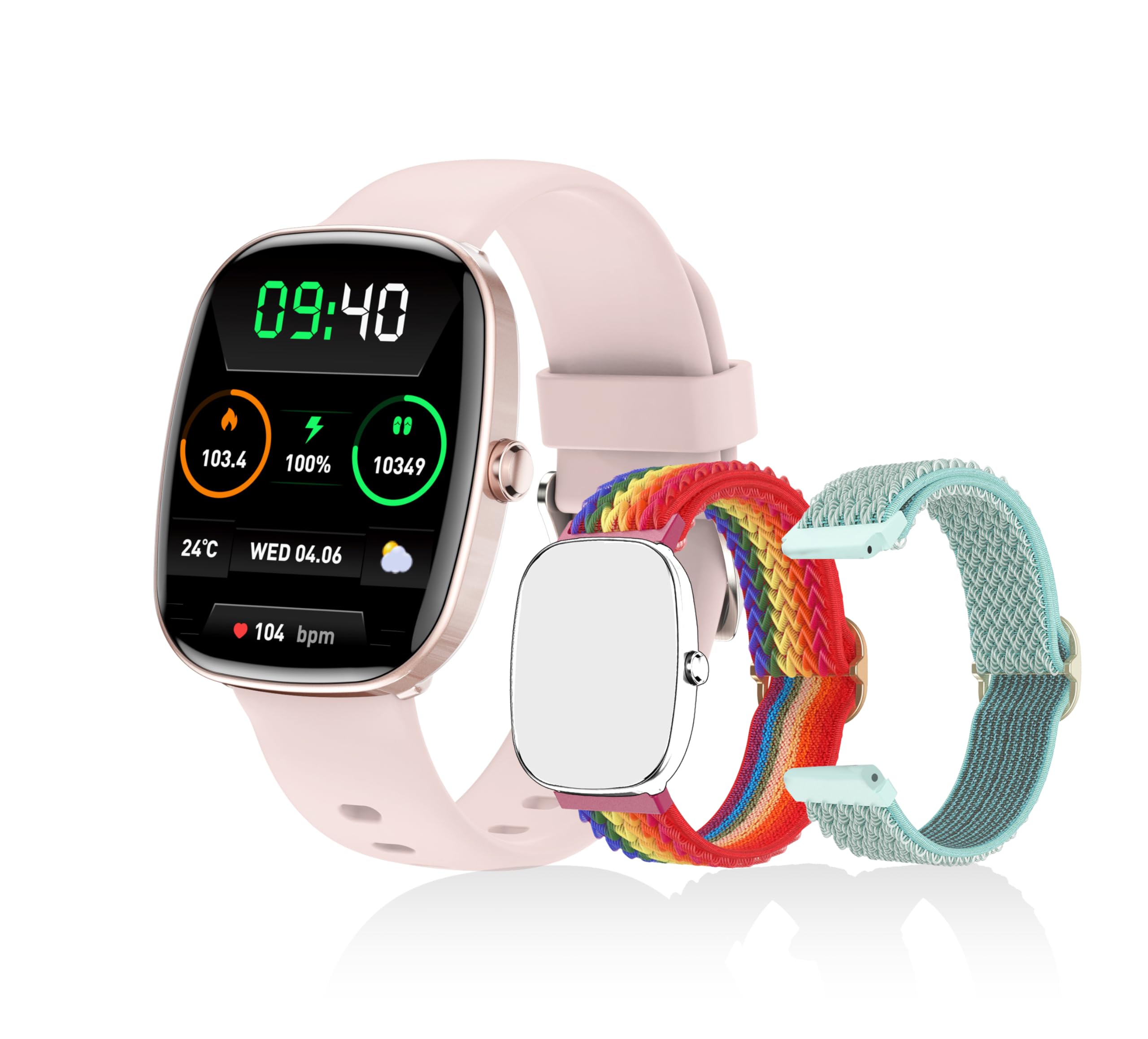 Smart Watch for Men, Women Fitness Tracker Answer/Make Calls, 1.83’ IP68 Waterproof/Heart Rate Sleep Monitor/Blood Oxygen Measurement/100+ Sports Modes Compatible with Android iOS 3 Straps(Pink）