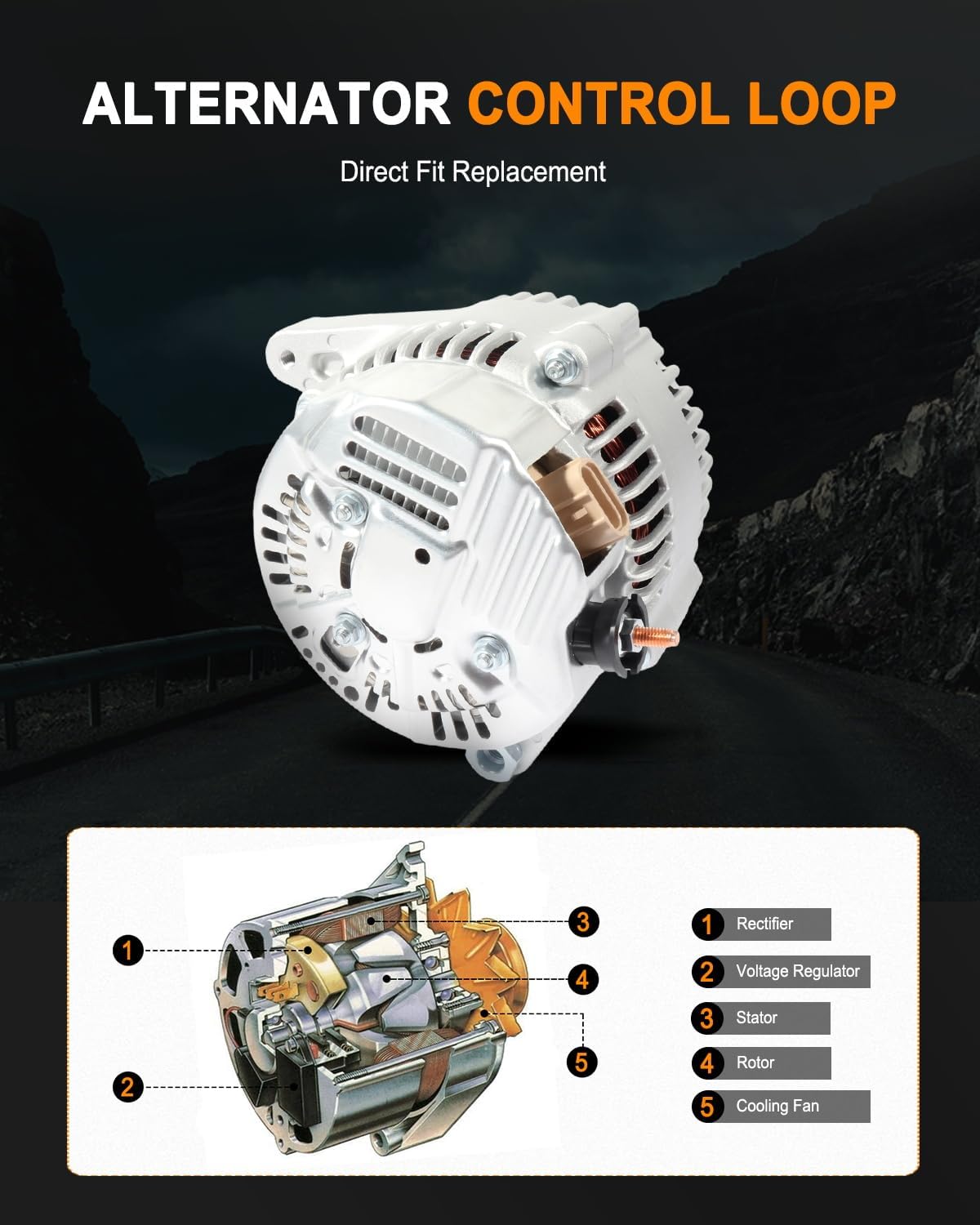 ASAPE 13844 High Output Replacement New Alternator Fit for 2001-2003 for Toyota Highlander 3.0L 1999-2003 for Lexus RX300 3.0L(Only Fit 3.0L), Replace OE AND0184 101211-7840 102211-0590 102211-0840