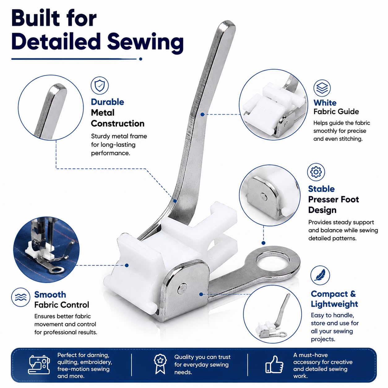 Zenith Darning Presser Foot Compatible for All Brand and Non Brand Automatic Sewing Machines White — Amazon image 2