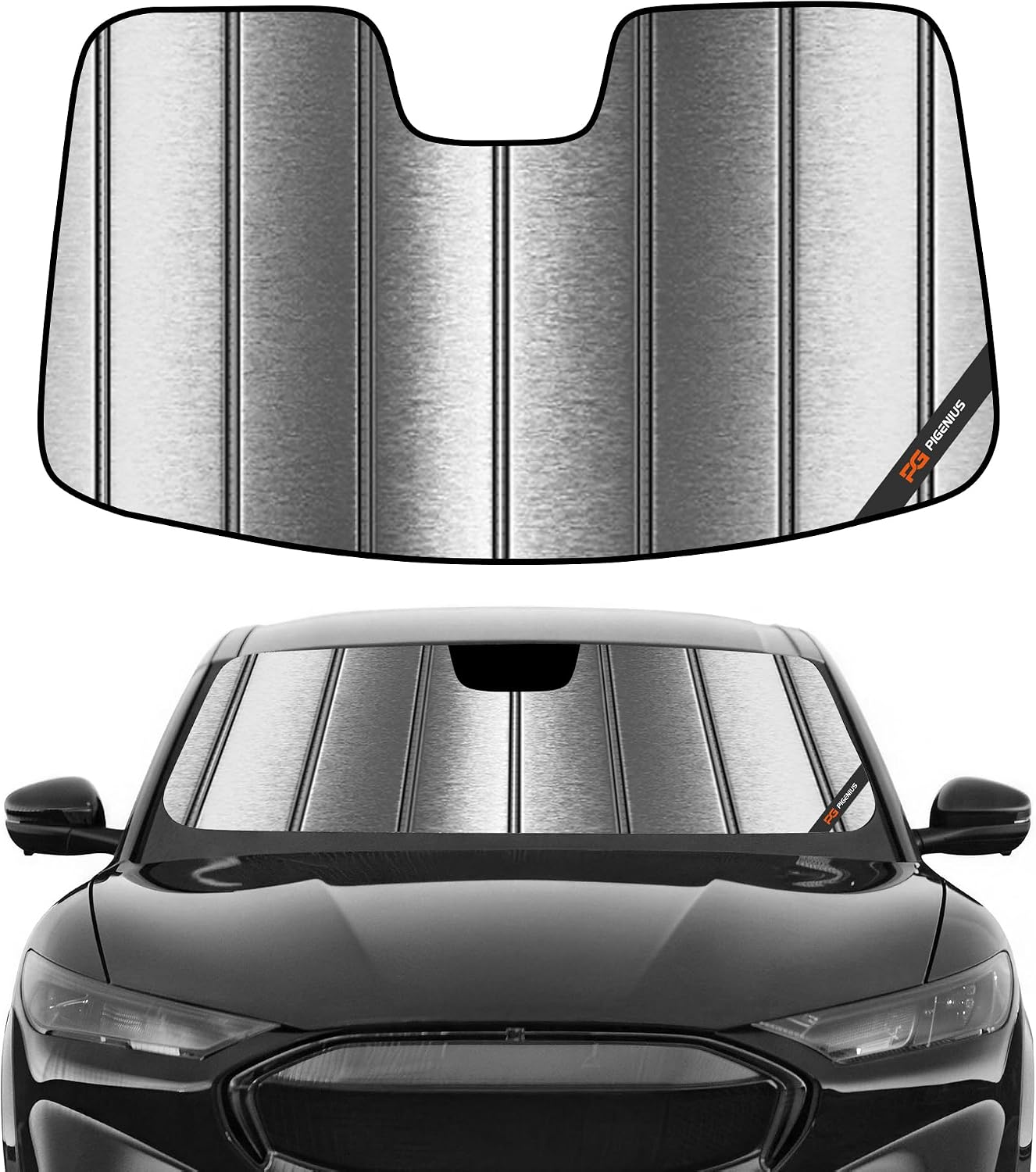 Pigenius Windshield Sun Shade for Ford Mustang Mach-E 2021-2026 Window Sunshade - Metallic