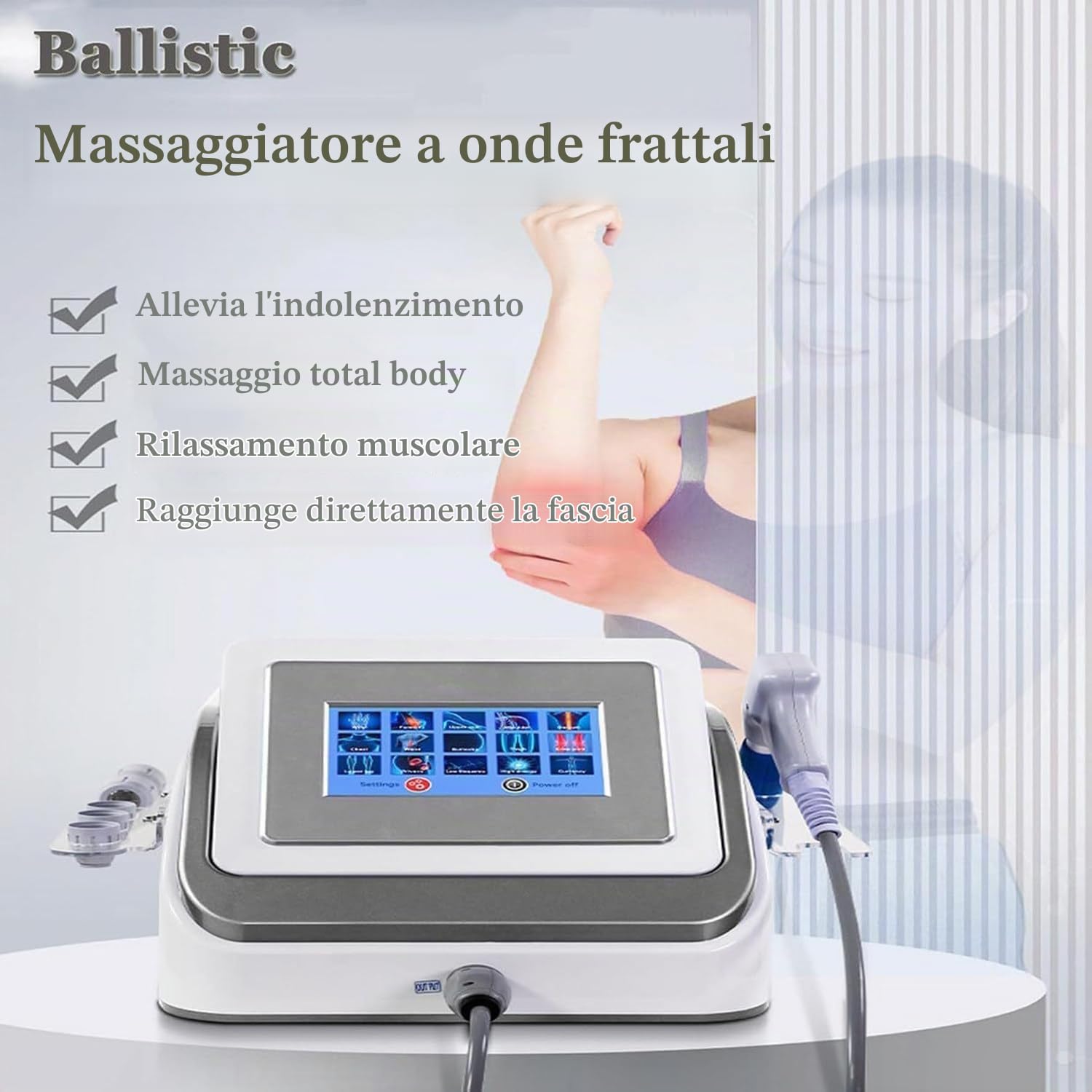 Apparecchio Terapia Ad Onde D'urto, Apparecchio Terapia Ad Onde D'urto Extracorporea Con Testine Lavoro Focalizzate E Radiali, Per Alleviare Il Dolore Cronico E Il Massaggio Muscolare,Grey