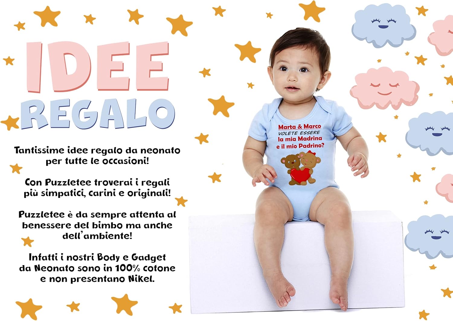 Body Neonato Personalizzato Madrina E Padrino - Idea Regalo Battesimo - Foto 3