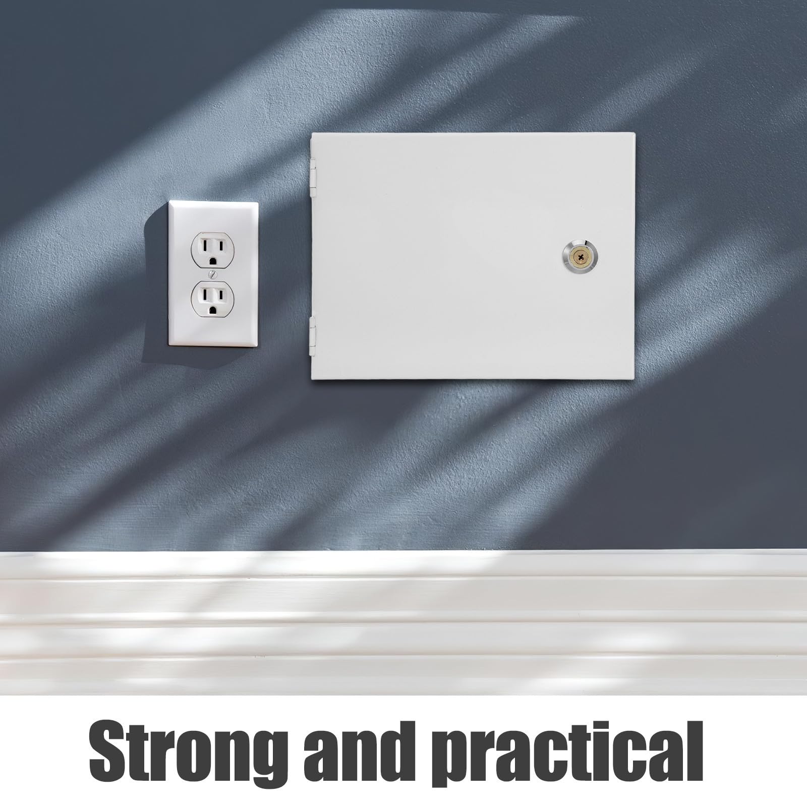 Caja de Seguridad de Hierro Blanco con Llave para Panel de Alarma, Resistente Intemperie, Fácil Instalación y Montaje en Pared para Hogares y Tiendas
