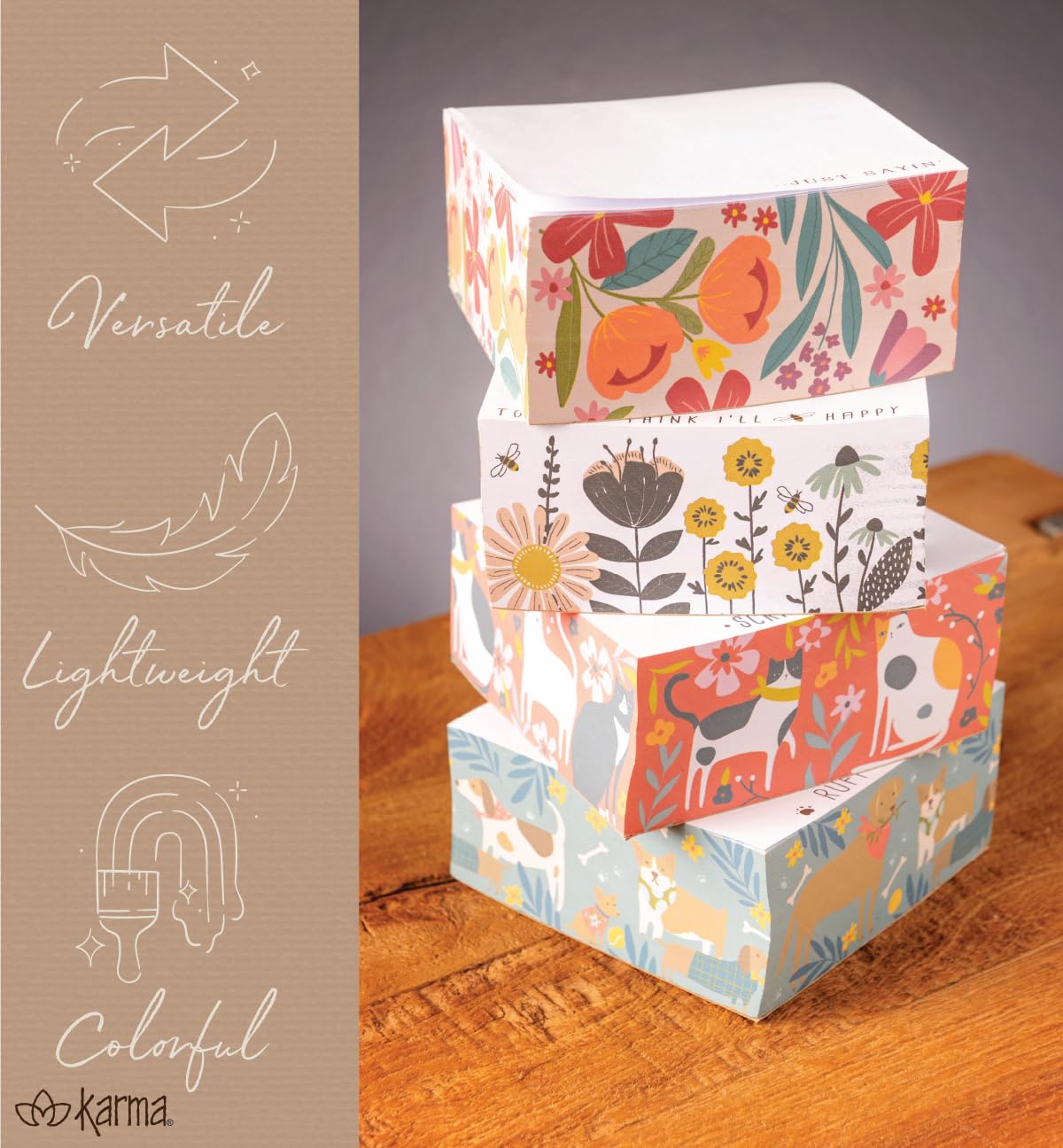 Karma, Block Notepad, 500 Sheet Memo Paper Cube, Non-Sticky Memo Pad Cube for Office, and Home, Fruit image 4