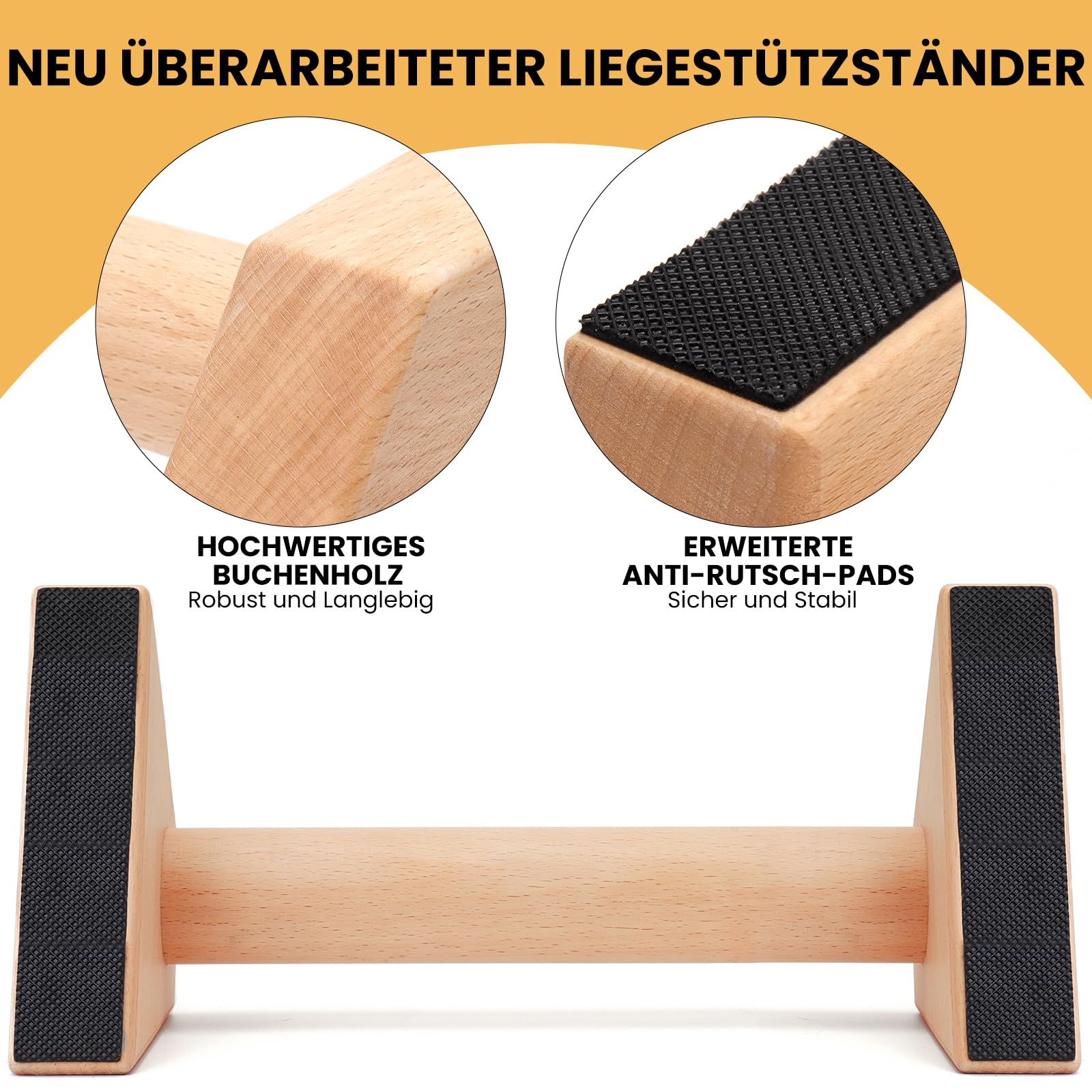 Liegestützgriffe 2 Push Up Bars Holz Parallettes gelenkschonende Liegestützgriffe Calisthenics Equipment Fitnessgeräte für zuhause Handstand & Liegestütze