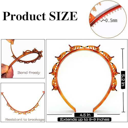 Miniatura 2 de JASSINS 2 piezas de diadema con flequillo para el cabello, clip de flequillo profesional, herramienta de trenza con dientes, accesorios de cabello