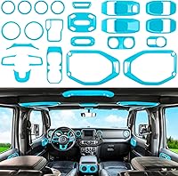 Vista 14 de Juego completo de 23 piezas de decoración interior para automóvil, cubierta de volante, manija de puerta, aire acondicionado, portavasos, luz de Rosa