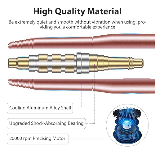 Miniatura 3 de iBealous Taladro de uñas eléctrico para uñas acrílicas, lima de uñas profesional de 20000 RPM, herramienta de lima de uñas portátil con 6 brocas de