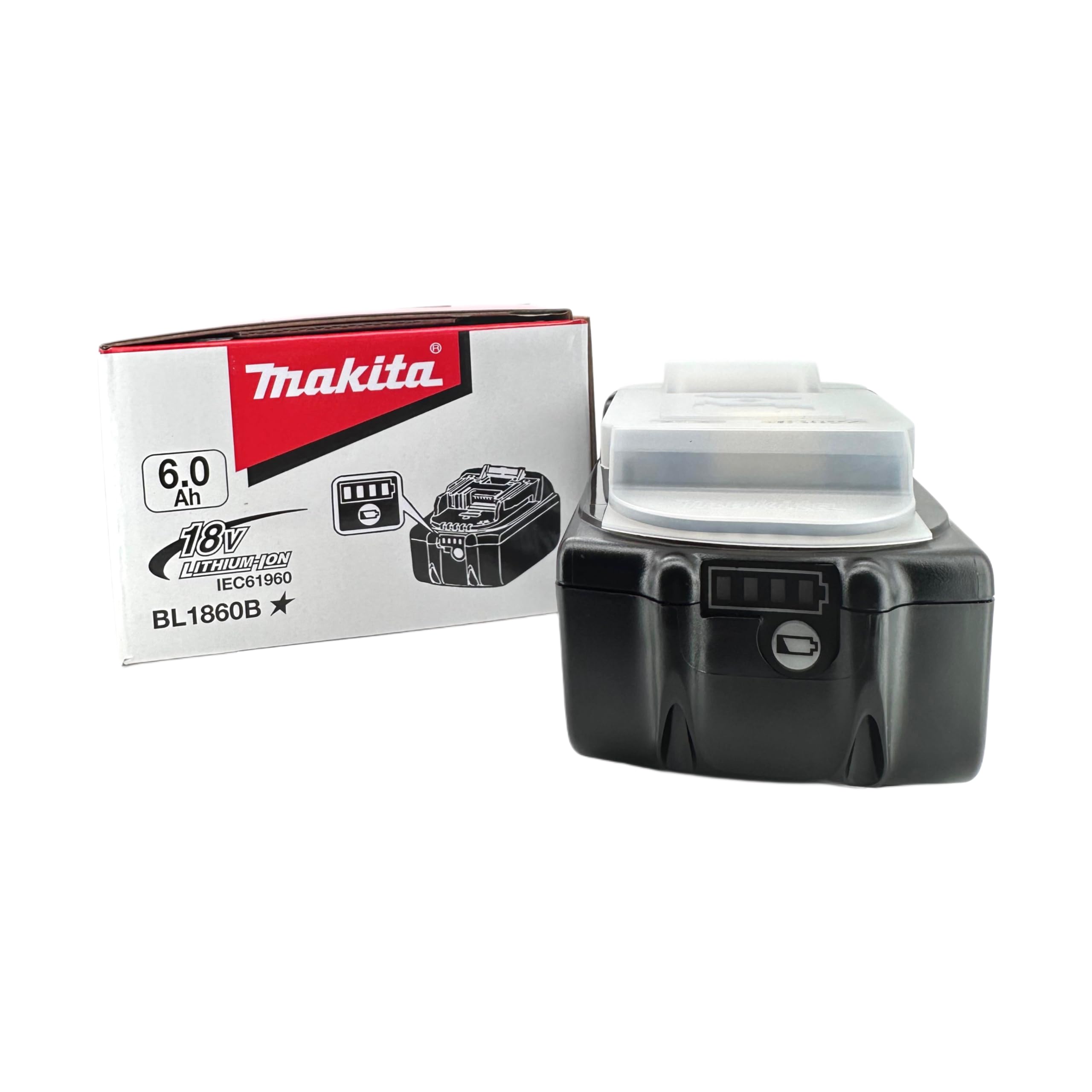 Batteria di ricambio originale, 18 V, 6,0 Ah, BL1860B, compatibile con Makita LXT, con indicatore LED, sostituisce BL1850, BL1840, BL1830