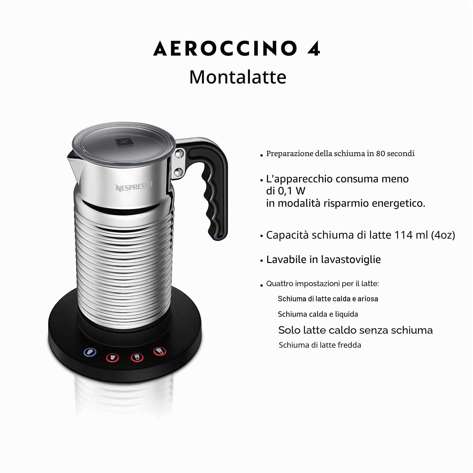 Macchina da caffè automatica Nespresso Professional Zenius con Aeroccino4 (montalatte) e 100 capsule di caffè, ideale per piccoli uffici – Argento