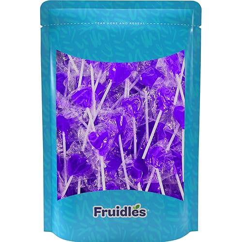 Miniatura 3 de Fruidles Lollipops - Paleta pequeña con sabor a corazón con sabor a corazón, envueltas individualmente, paletas de 0.18 onzas (30 paletas, uva)