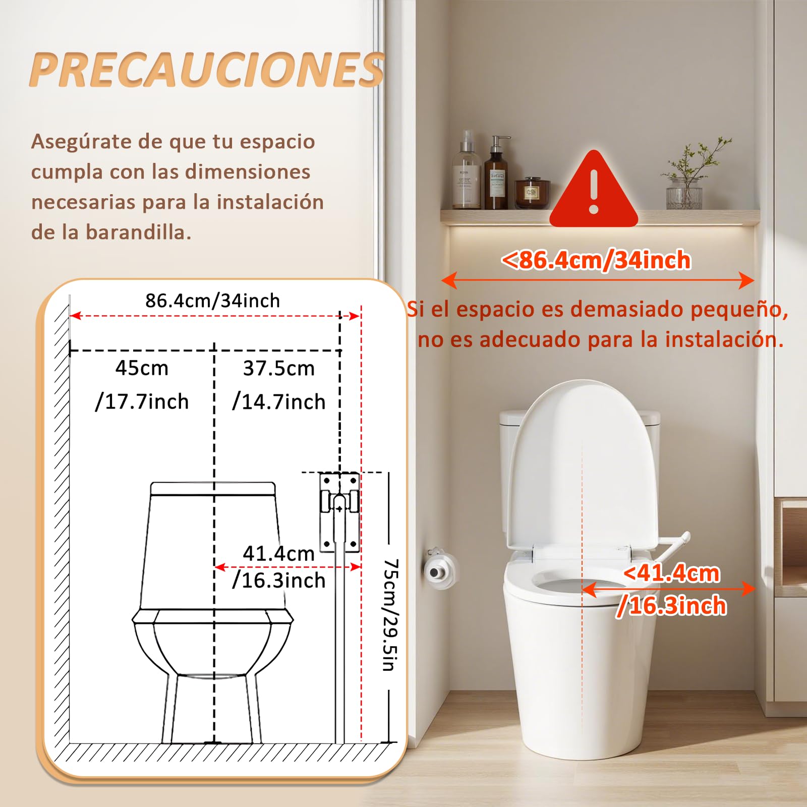 YUCHENGTECH Barra WC Minusvalidos Abatible 75cm Soporta 150 kg,Blanco | Agarraderas Bano para Mayores Acero Inoxidable Asa Seguridad WC para Ancianos Discapacitados Embarazadas