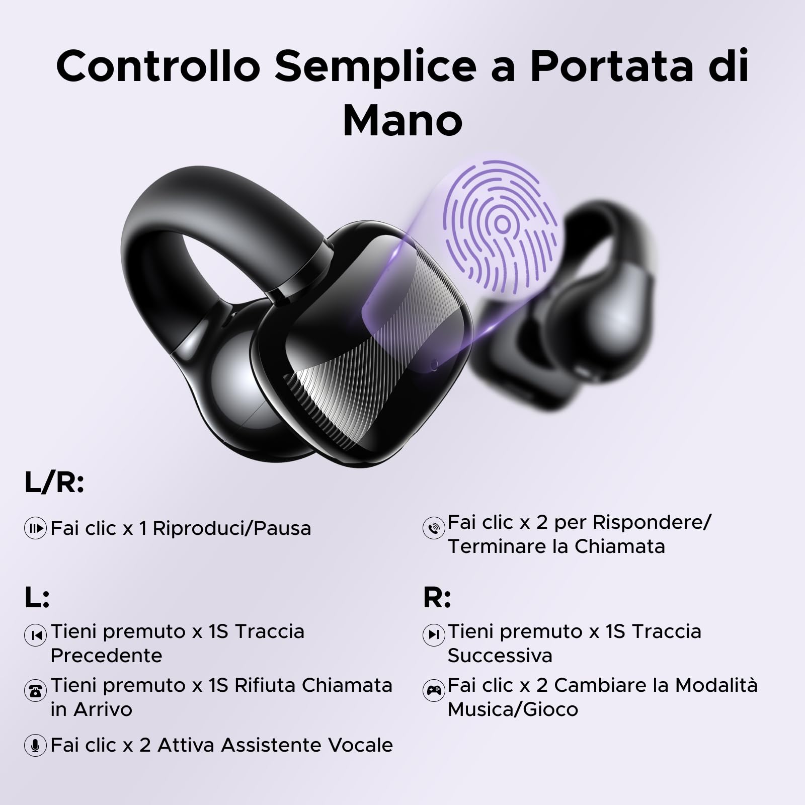 UGREEN HiTune S3 Cuffie Bluetooth 5.4 Sport con Clip Aperta ENC Hi-Fi Stereo 30H Autonomia IPX5 Impermeabile Nero