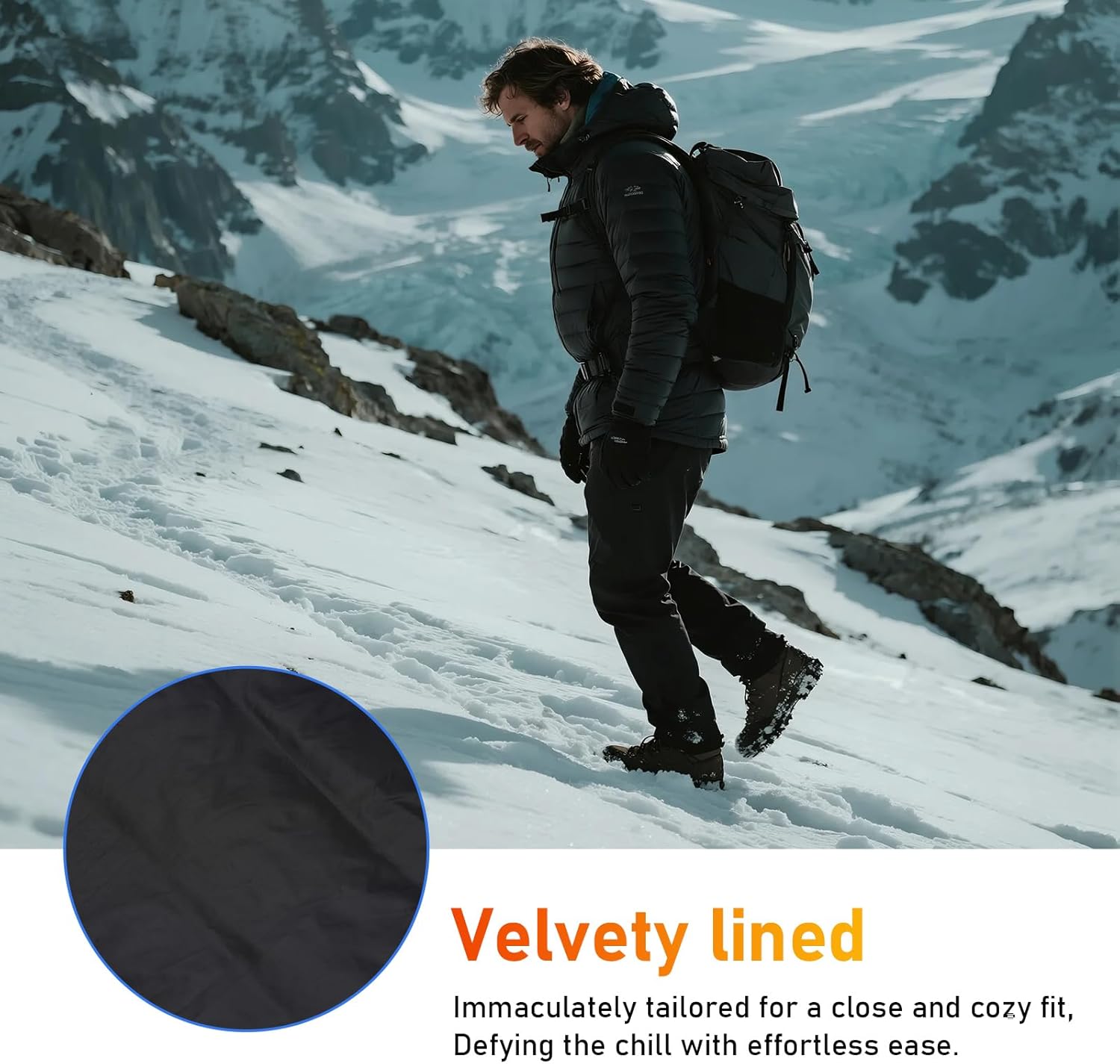 Men's Winter Warm Puffer Pants Loose Utility Insulated Pants, Outdoor Windproof Ski Snow Pants - Image 7