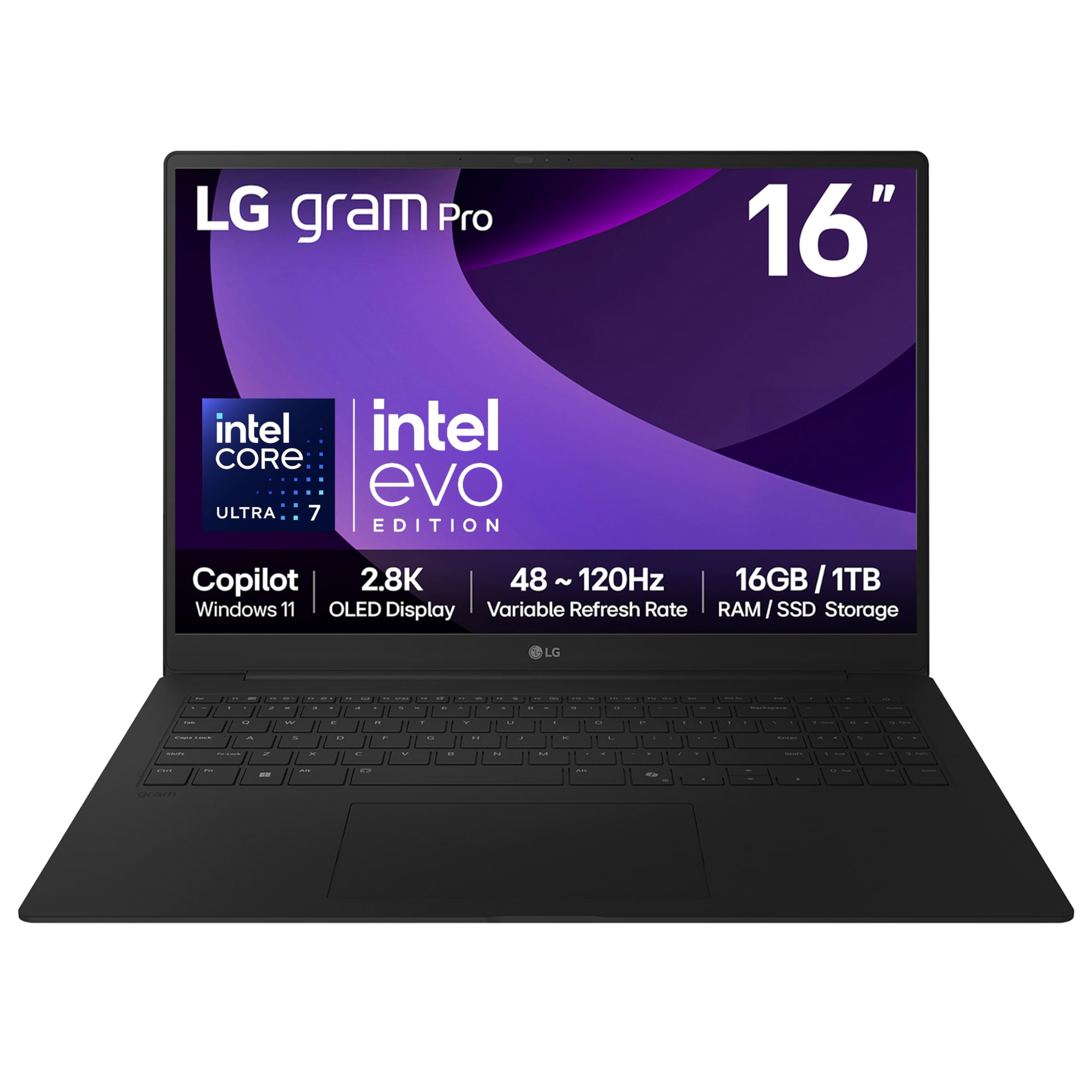 Lg Black Gram Pro Laptop - 40.6 Cm (16") - Intel Core Ultra 7 225H - 16 Gb Lpddr5x-Sdram - 1 Tb Ssd - Wi-Fi 7 - Windows 11 Home