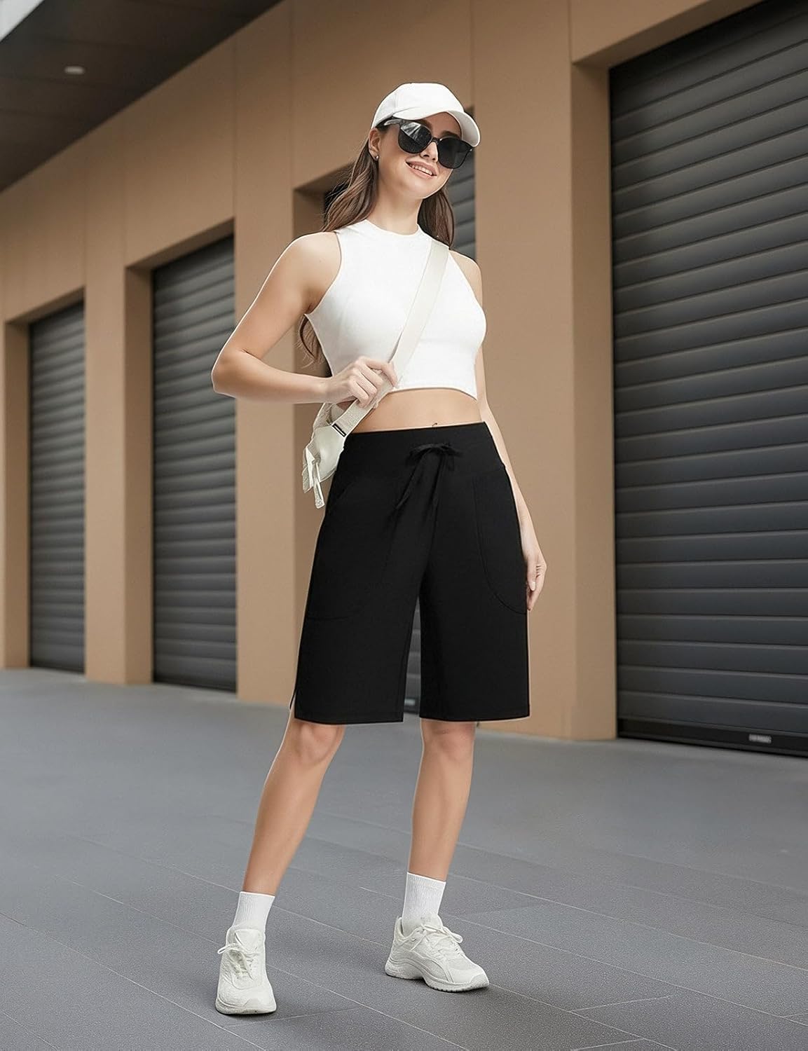 BALEAF Women's 11" Long Swim Board Shorts High Waisted Knee Length Swimming Bottoms Quick Dry Swimsuits with Pockets Liner - Image 2