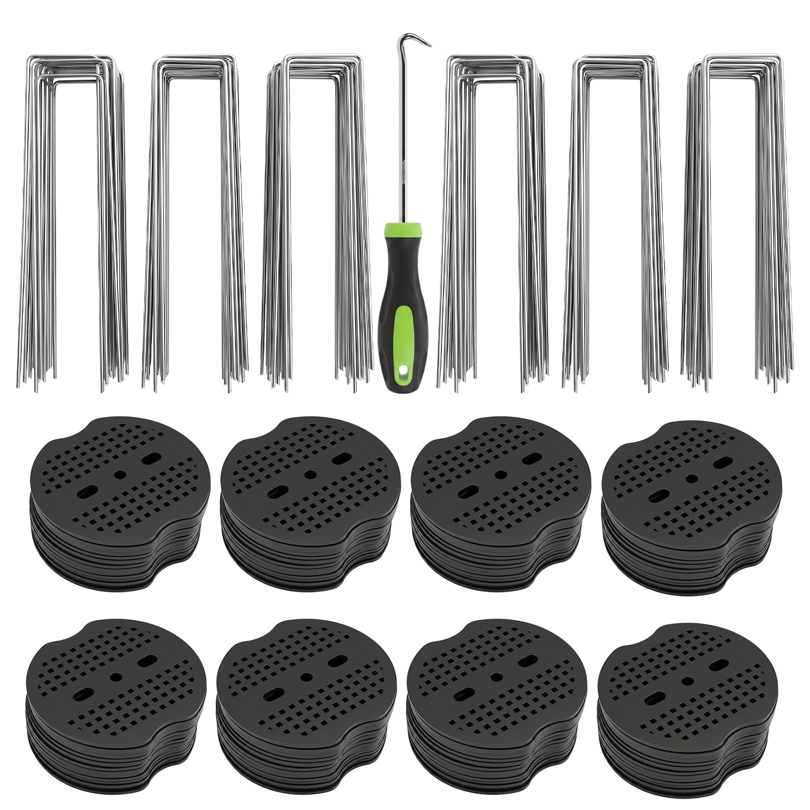 221PcS Kit:110 Garden Pegs for Ground Pegs for Garden Netting 110 Gaskets