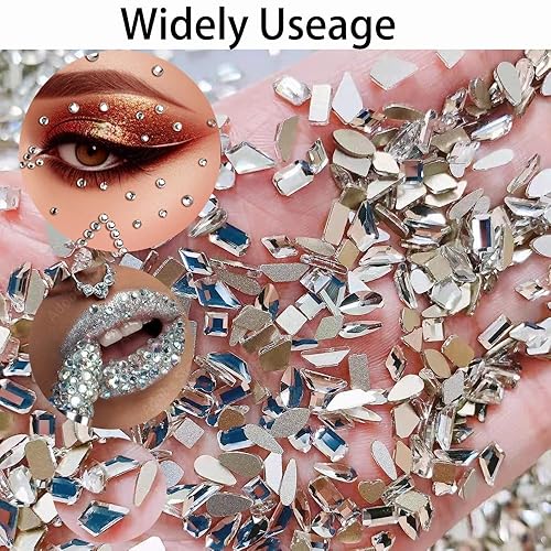 Miniatura 7 de 2680 diamantes de imitación blancos para uñas, 120 piezas de piedras preciosas de diamante blanco plateado grande con cuentas redondas K9 con parte