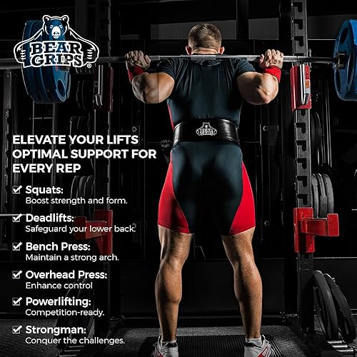 Miniatura 6 de Bear Grips 10mm Suede Leather Lever Weight Lifting Belt, Perfect for Gym, Squats, Weights, For Men and Women, Gym Accessories, Powerlifting Belt,