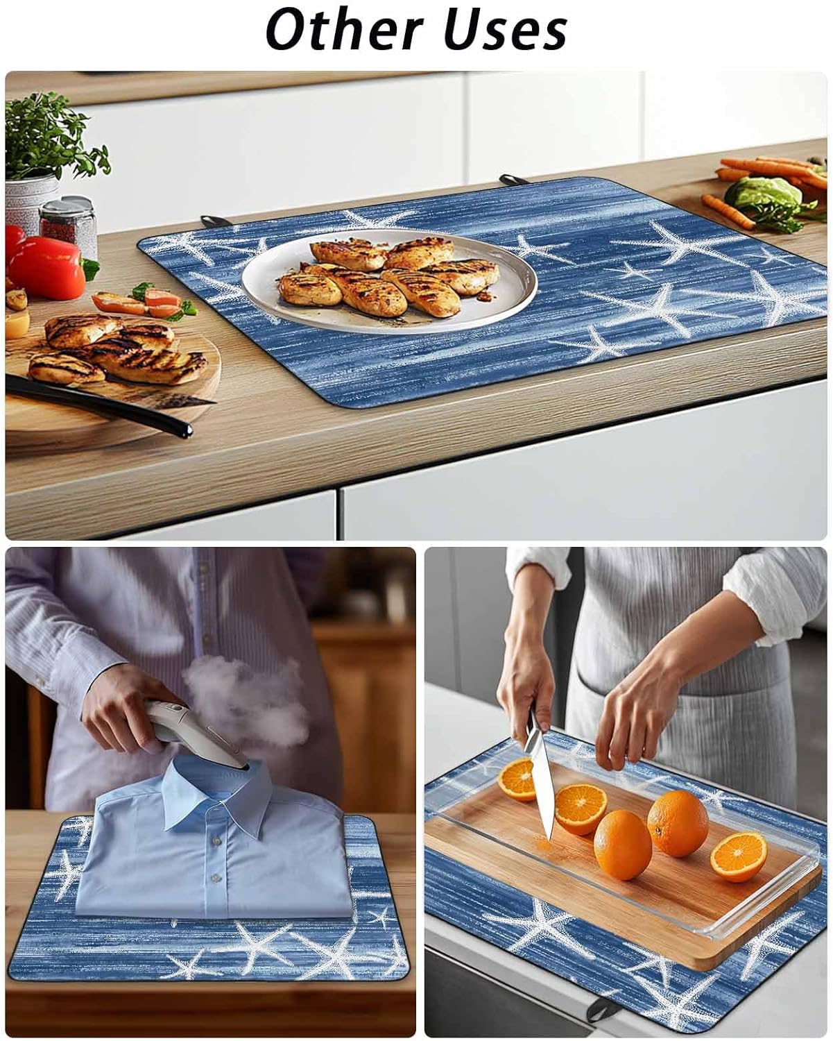 Stove Top Cover Navy Blue Starfish Stove Cover for Electric Stove Top Summer Ocean Beach Glass Cooktop Covers Anti-Slip Mat Heat R esistant Countertop Protector Kitchen Decor 28.5"x20.5"