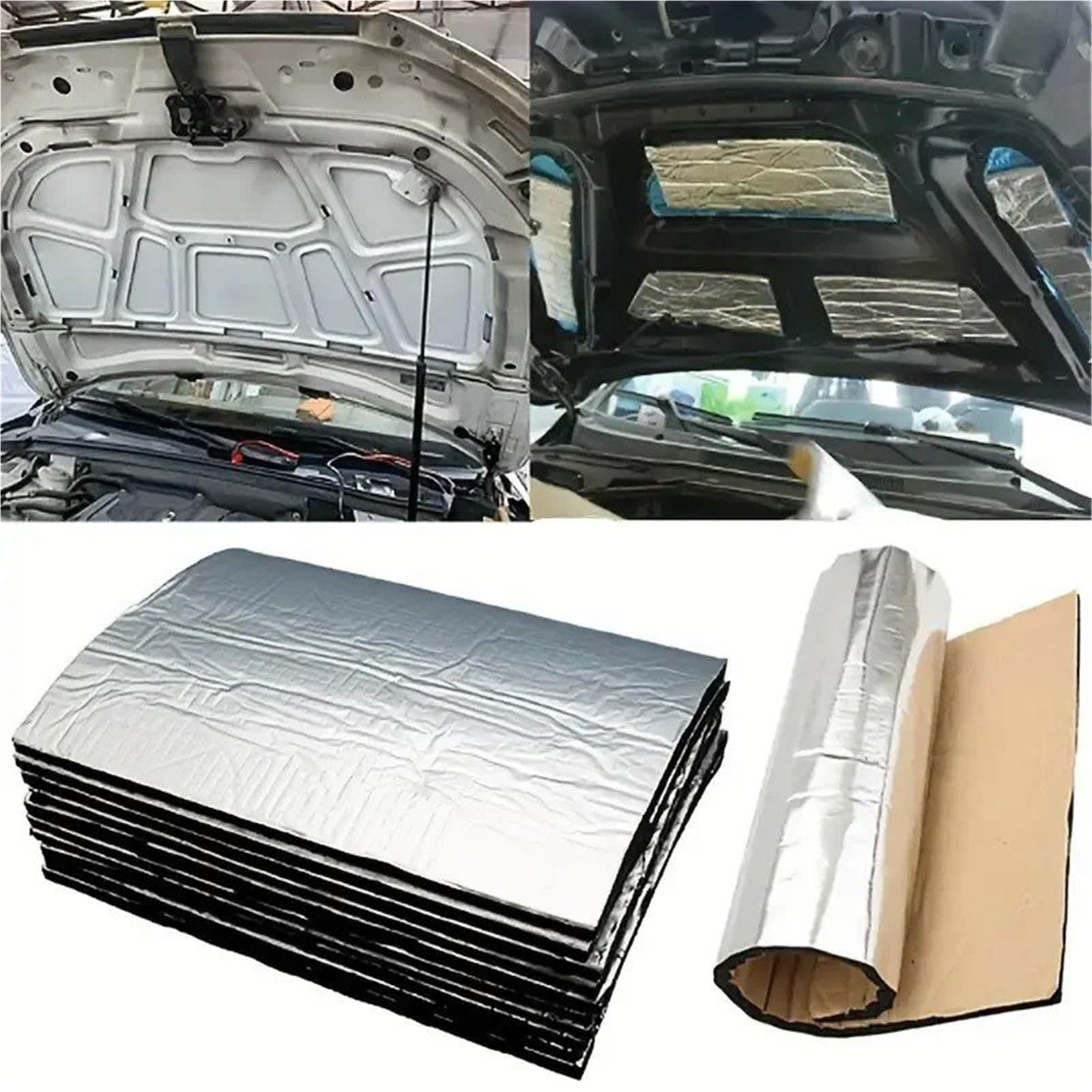 Insulating Acoustic Alfombrilla Aislante Sonido para Furgonetas Coches 5/10 Mm Aislamiento Térmico Insonorización Aislamiento Capó Coche Puerta Silenciosa para Pared(500x2000x10mm)