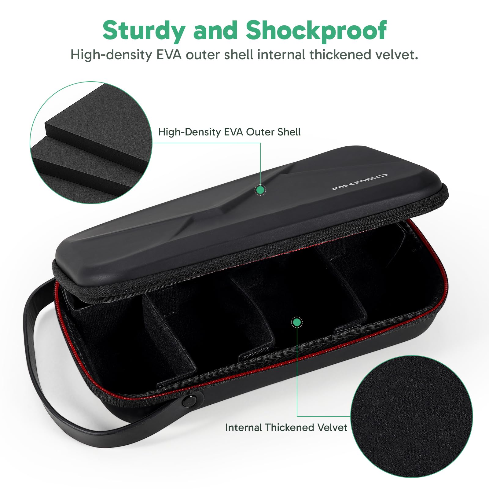AKASO Sac de Rangement Portable Étui de Transport Étanche Espace Ajustable Compatible avec GoPro Hero 13, 12, 11, Insta360 X5, X4, X3, DJI Action Osmo 360, V50 X/EK7000/Pro, Brave 7/8 et Autre