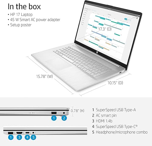Miniatura 4 de hp Laptop Pavilion más reciente, pantalla táctil HD+ de 17.3", procesador Intel Core i7-1255U de 12 generación de 10 núcleos, SSD de 4 TB, 64 GB de