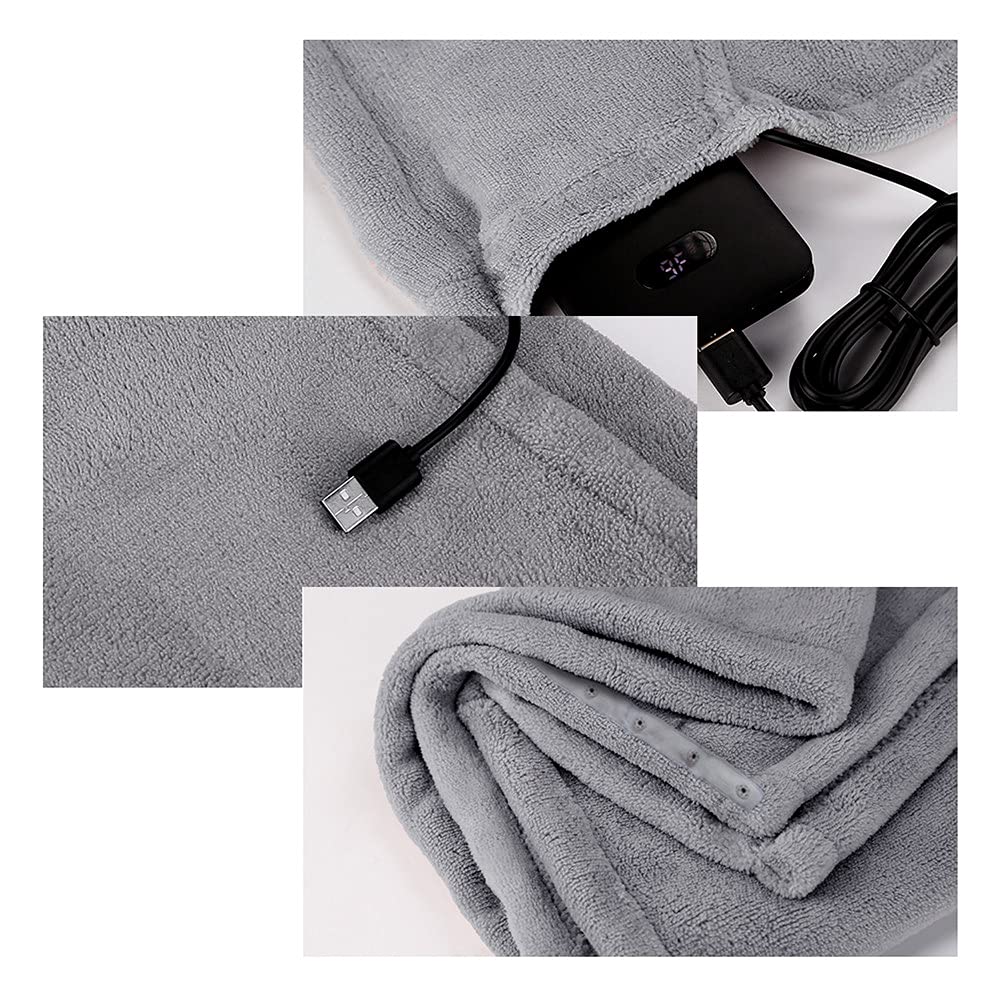 Coperta Elettrica Riscaldata, Coperta Scialle Riscaldata Avvolgente Senza Fili per Donne, Bevibile 5V USB Coperta Riscaldata Scialle USB Elettrico G Sciarpa Ricaricabile USB Riscaldata, Grigio Chiaro