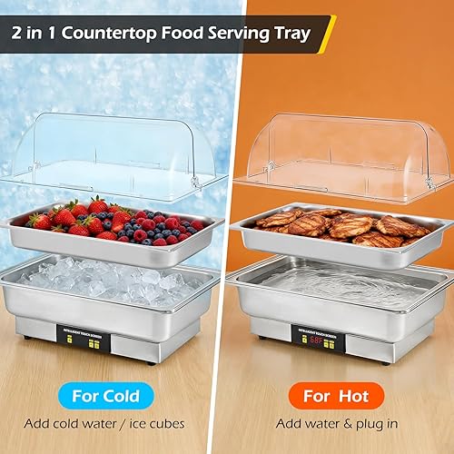 Miniatura 8 de Dyna-Living Platos eléctricos para bufé, 9.5 cuartos de galón de tamaño completo y tamaño medio, juego de bufé de 600 W, servidores y calentadores