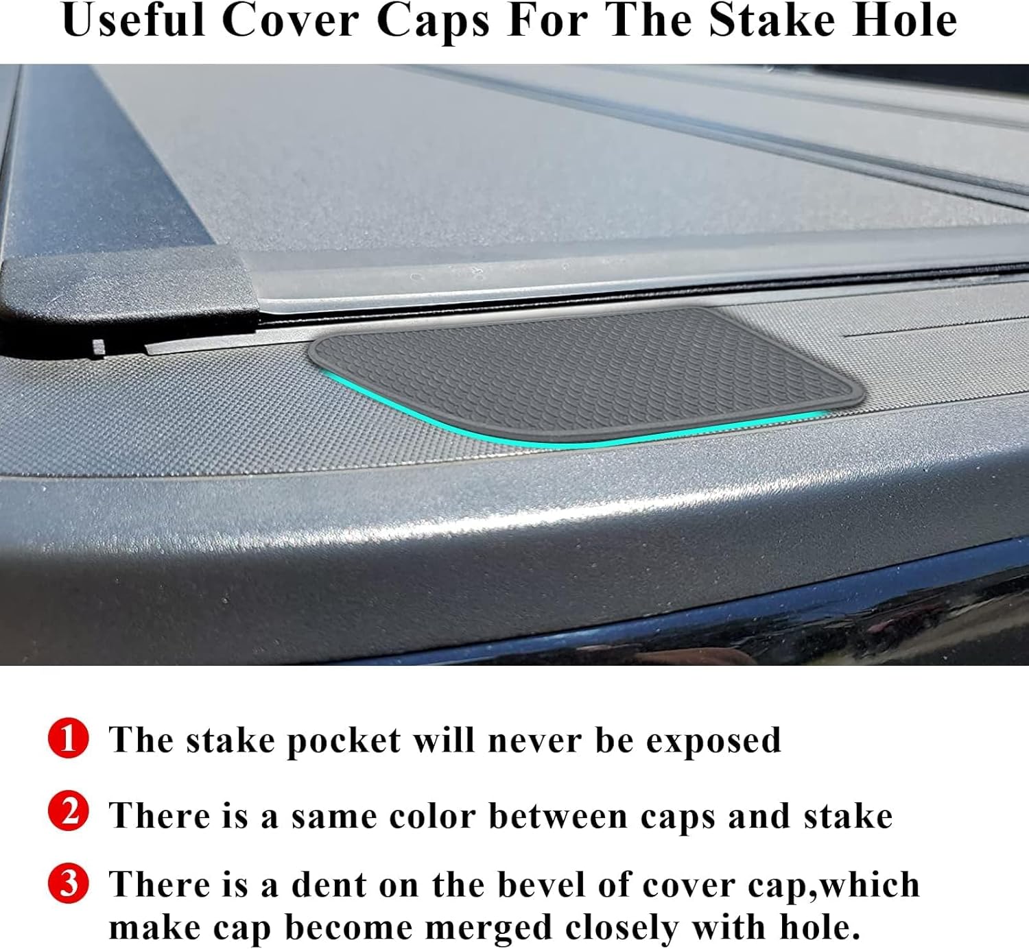 TTCR-II for GMC Sierra and Chevy Silverado Bed Rail Stake Hole Covers 2019-2025 2026, Truck Bonneau Covers Stake Pocket Plugs for Sierra Denali/SLE/SLT/AT4 and Silverado High Country/LT/LTZ (2 Packs)