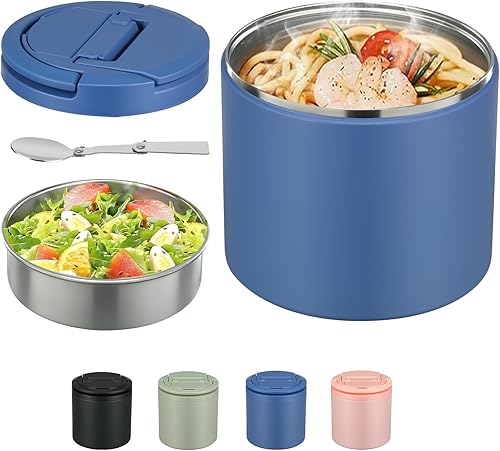 Termo para alimentos calientes, termo para sopa para adultos de 40 oz, contenedores de almuerzo de boca ancha, contenedor de alimentos aislado a