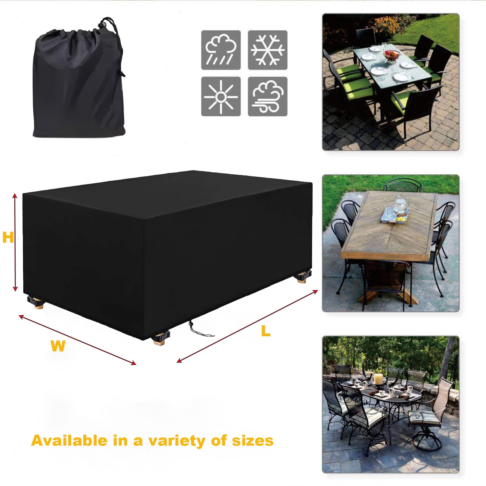 Gartenmöbel Abdeckung Winterfest 600D Oxford 240x230x100cm/LxBxH wasserdichte Schutzhülle Gartenmöbel Anti-UV Abdeckhaube für Gartentisch Terrassenmöbel Schwerlast, Regenschutz Staubfest
