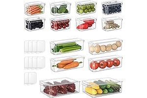 14 Pack Premium Clear Fridge Storage Organizers and Containers