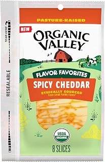 Organic Valley Spicy Cheddar Sliced Cheese 6 oz - Bold Heat from Paprika & Habanero, USDA Organic Pasture-Raised
