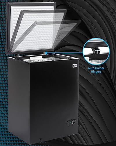 Miniatura 4 de TABU Congelador de pecho negro de 8.6 pies cúbicos, congelador profundo con cesta de almacenamiento, congelador de descongelación manual, congelador