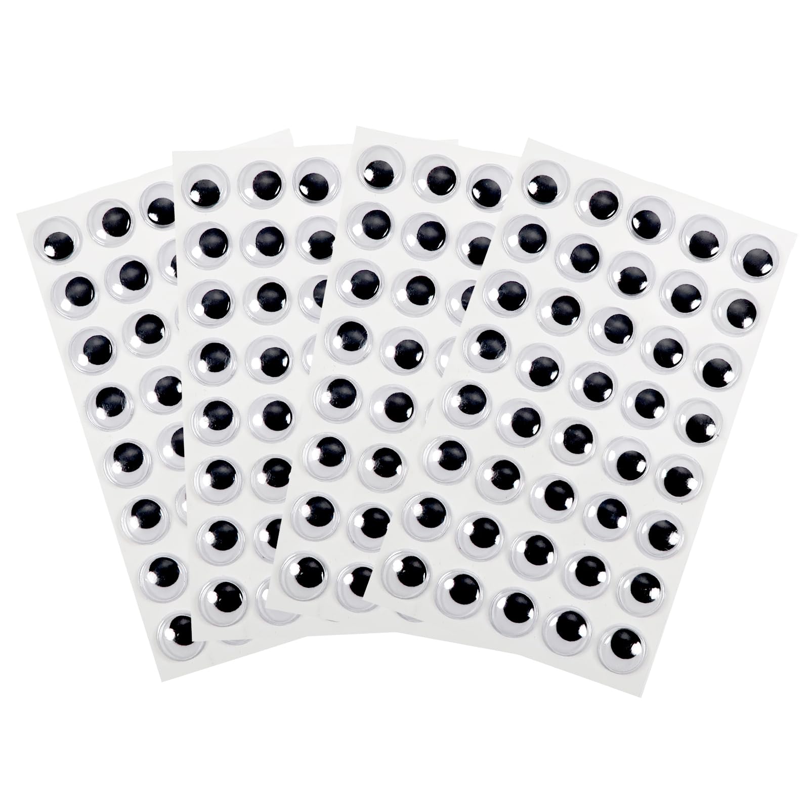 TOAOB 4 Sheets Googly Eyes Stickers Self Adhesive Wiggle Eyes 15mm Plastic Craft Sticker Eyes for DIY Crafts Scrapbooking Decoration