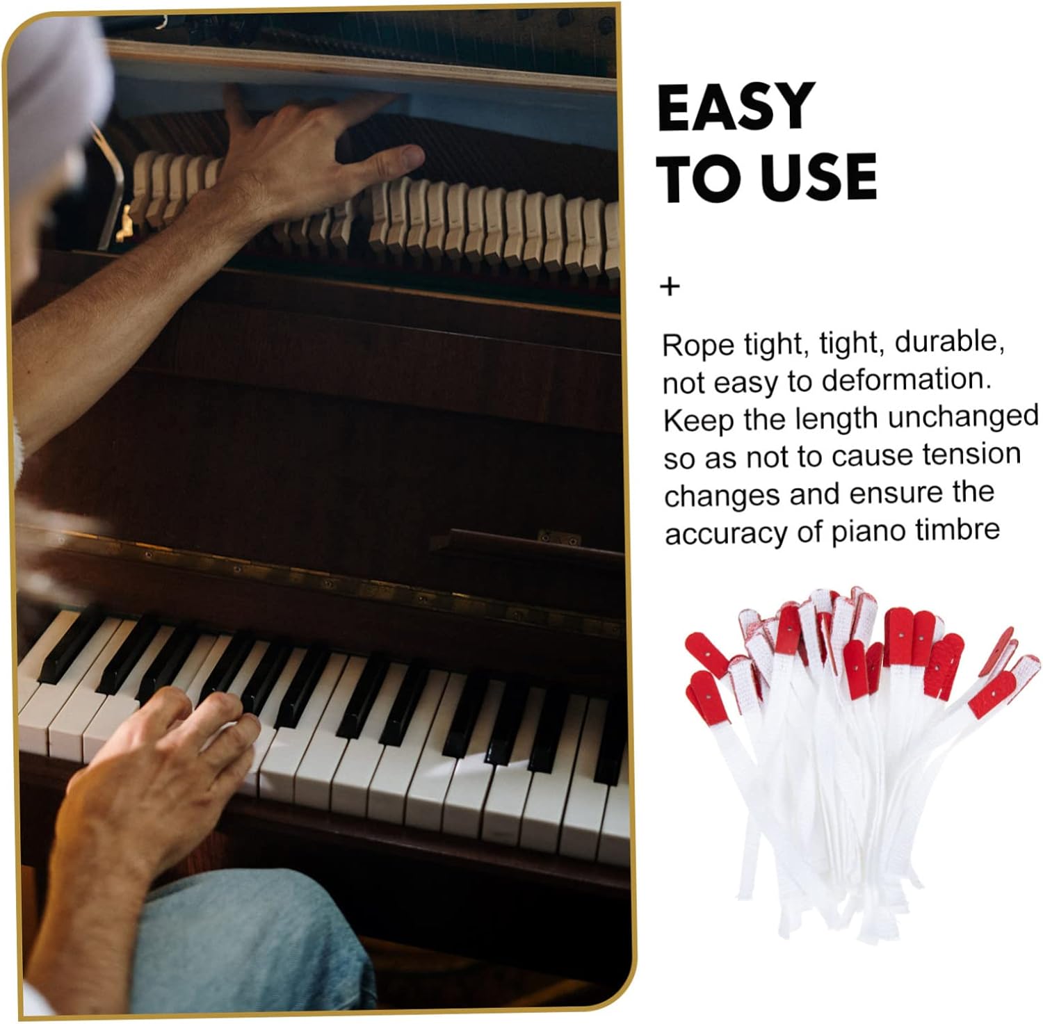 FAVOMOTO 200pcs Piano Tuning Ropes Repair Tools Climbing Straps for Piano Accessories Replacement Parts for Accurate Sound