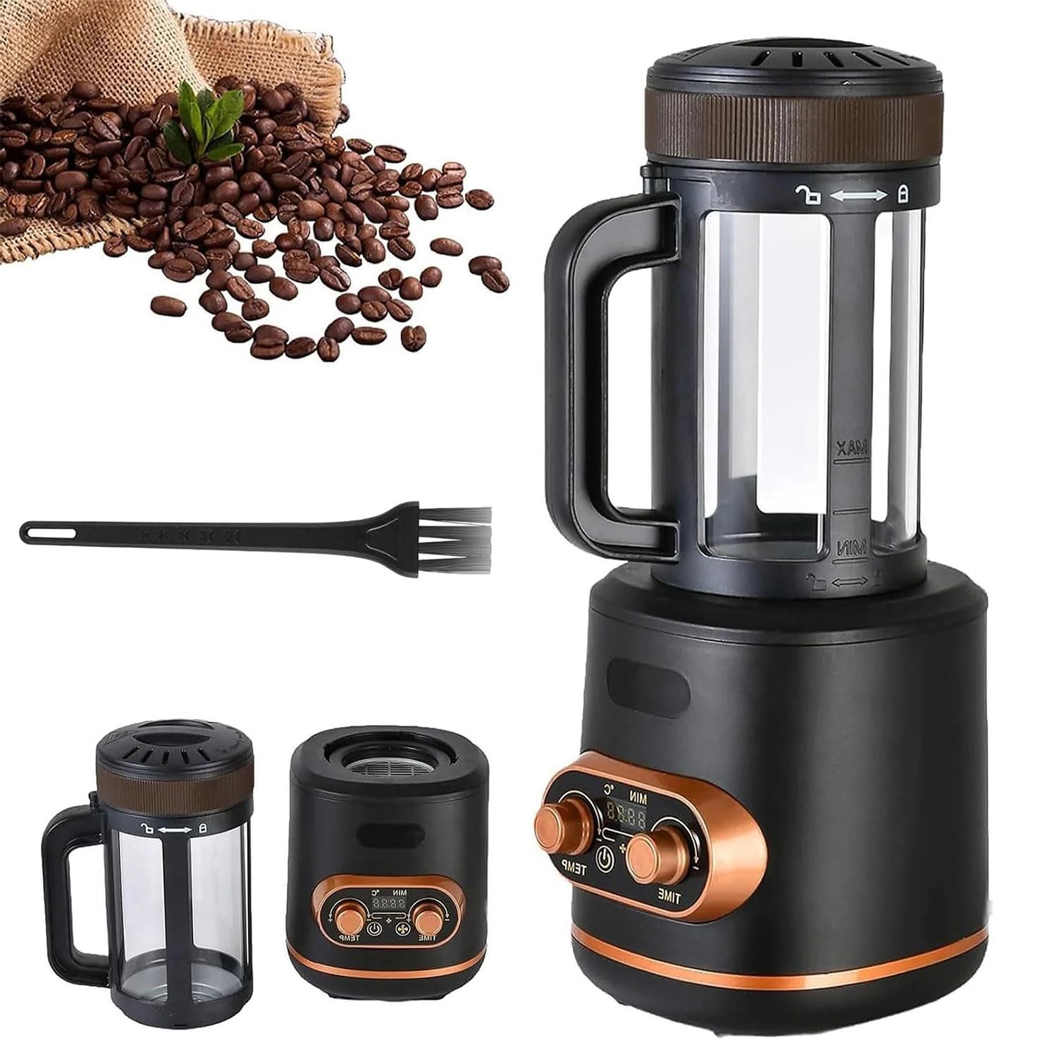 ZHJOPP 220v Coffee Roaster Machine, Hot Air Coffee Bean Roaster,Timer & Adjustable Temperature, Automatic Cooling, Glass Viewing Chamber