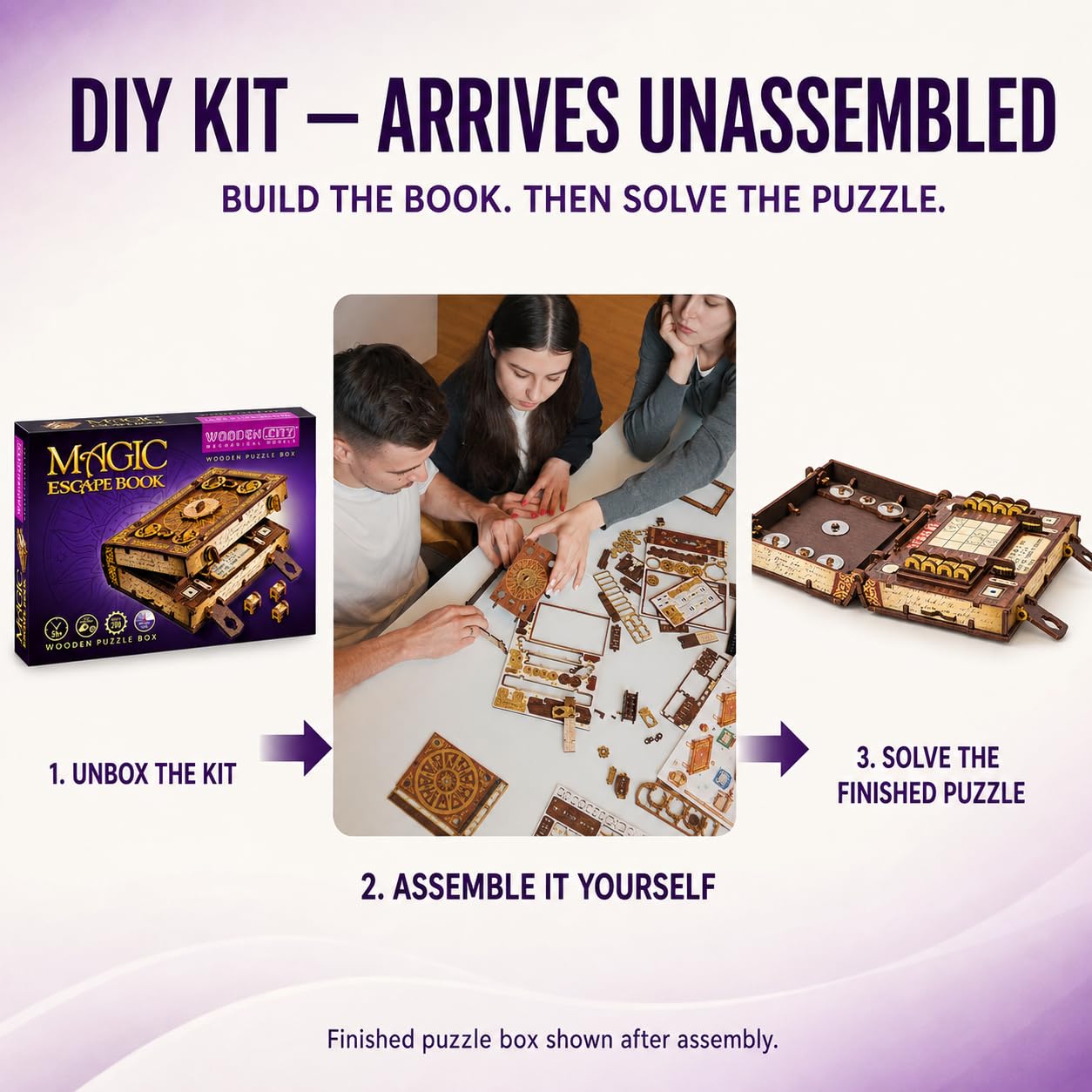 WOODEN.CITY Magiczne pudełko z książką ucieczki, drewniane puzzle 3D dla dorosłych