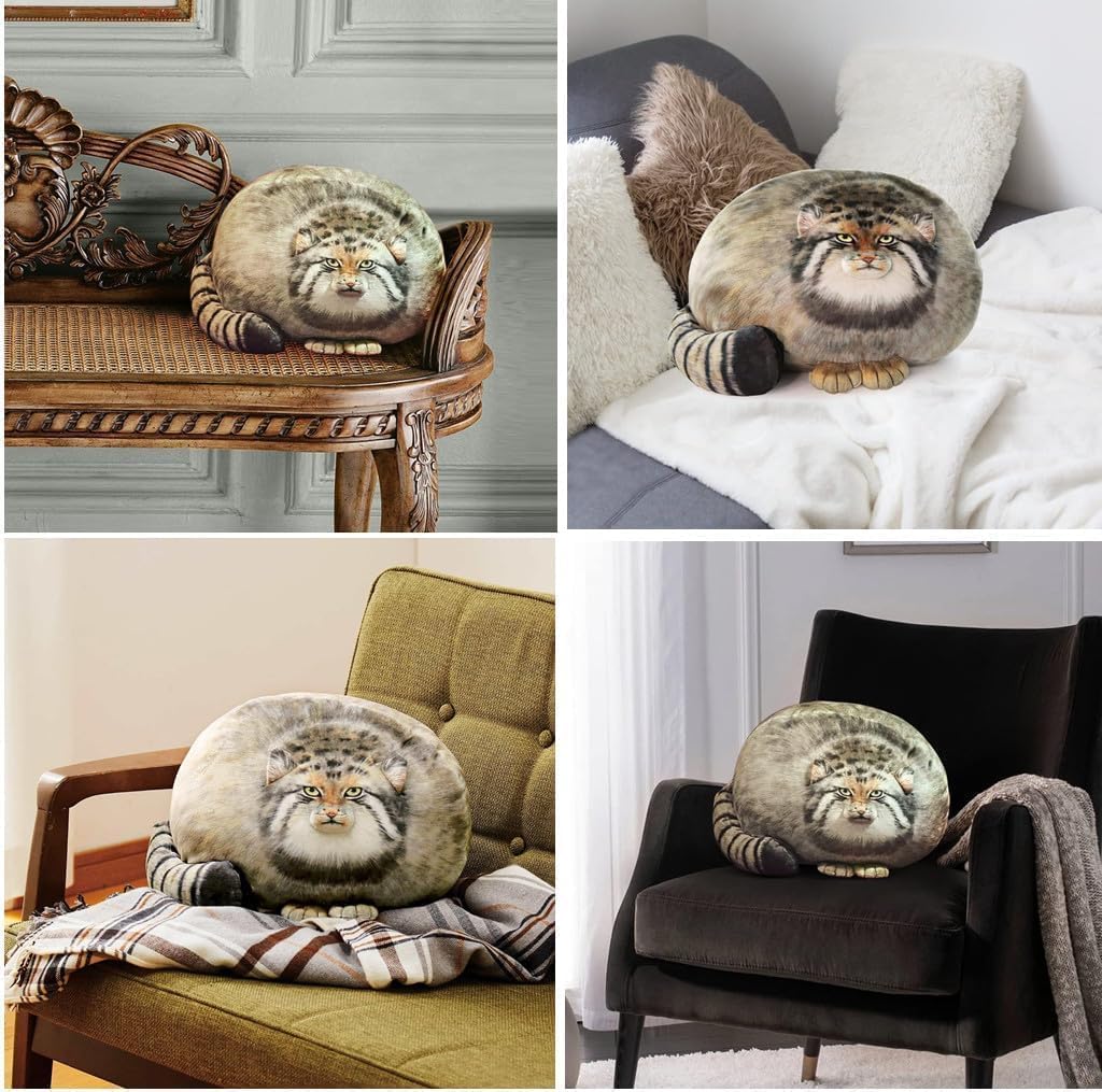 Maomoto Steppe Cat Plush, Cat Stuffed Animal 18inch, Pallas Cat Plush Pillow, Cute Plushies for Girls Soft Plush Pillow - Image 3