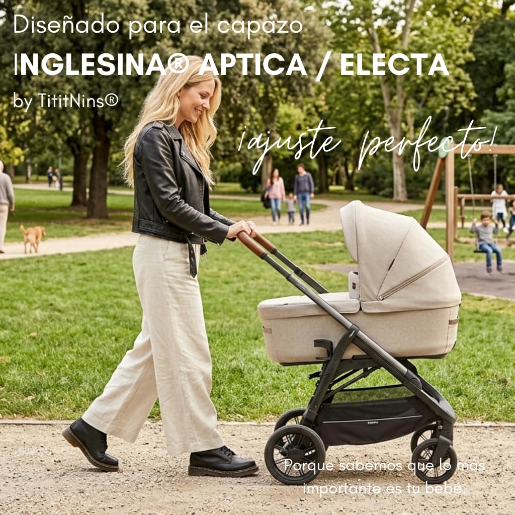 Tititnins® - Sabana Bajera Capazo Impermeable para Inglesina Aptica-Electa | Funda Colchón Protector Cuco Carrito Bebe | ALGODÓN BLCO | 100% Algodón Certificado Oeko-Tex® Organic Cotton — view 5