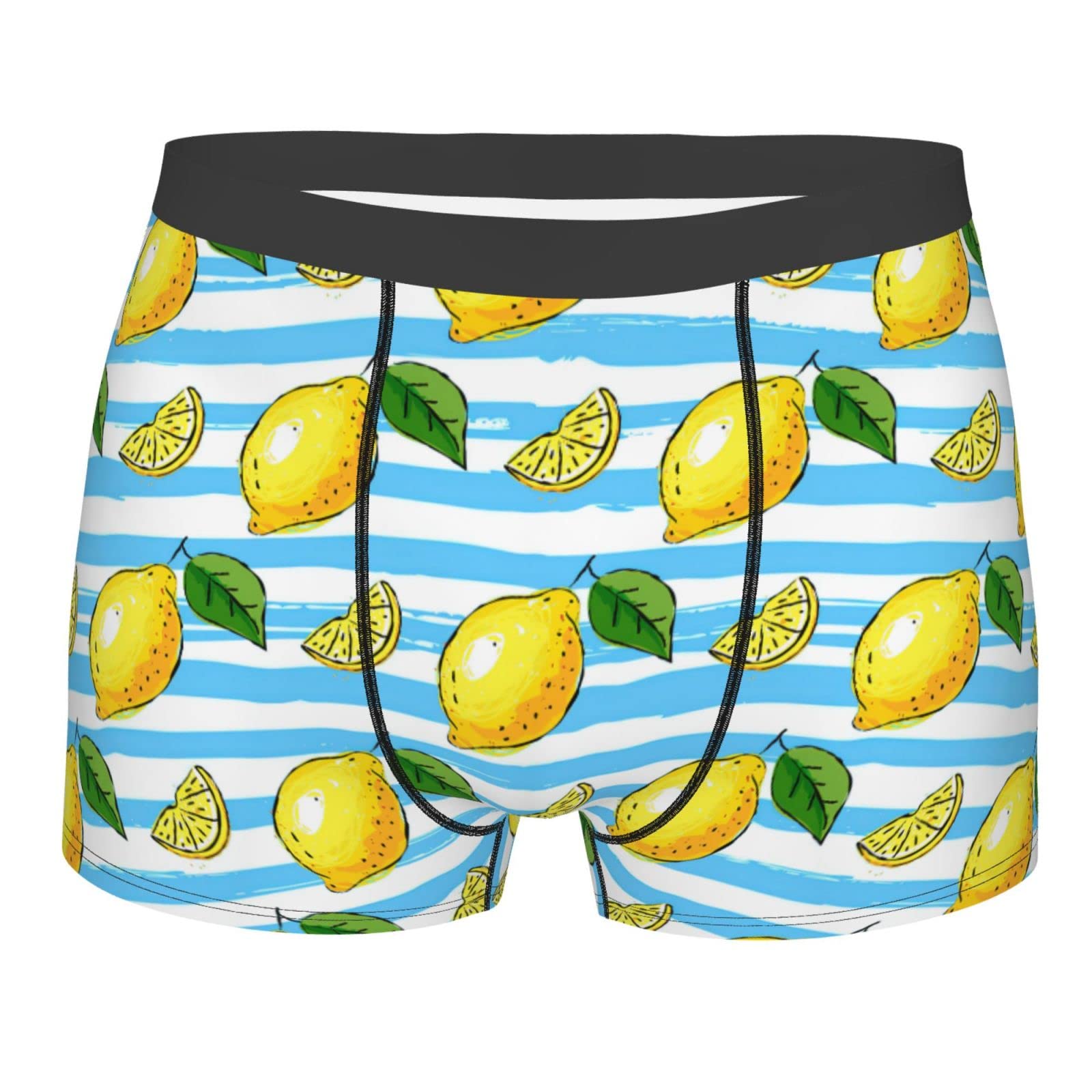 AOOEDM Men's Boxer Briefs Octopus Boxer Shorts Soft Breathable Stretch Wide Waistband Underwear Trunks with Bulge Pouch for Men Boys Yellow Lemon