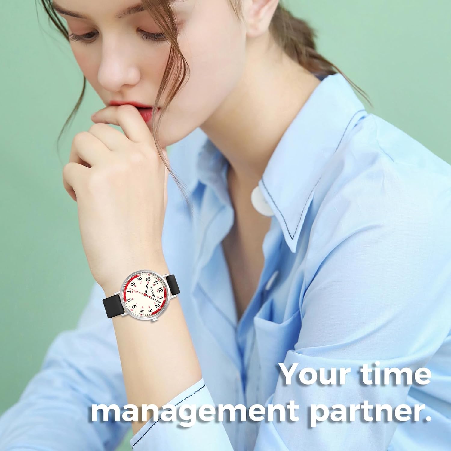 Nurse Watch for Medical Doctor Professionals Student Easy Read Dial with Luminous 24 Hours Red Second Soft Thin Silicone Band 50M Waterproof